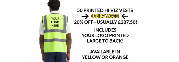 50 PRINTED HI VIZ VESTS