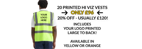 20 PRINTED HI VIZ VESTS