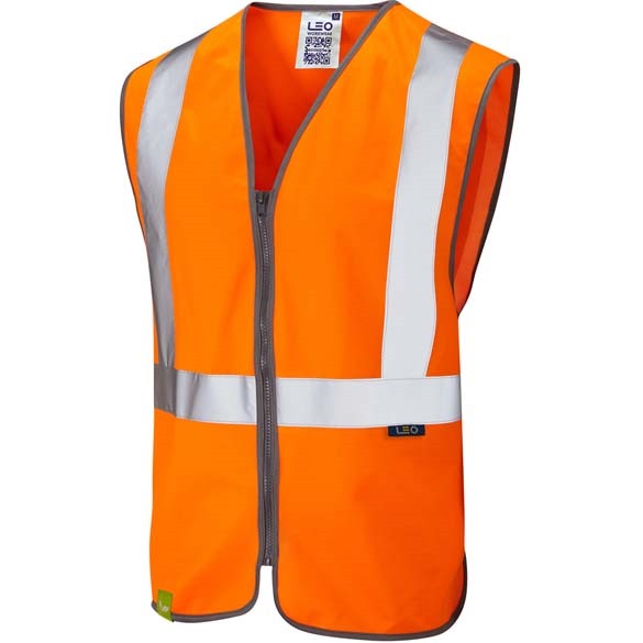 LEO WORKWEAR EGGESFORD ISO 20471 Cl 2 Railway Zip Waistcoat